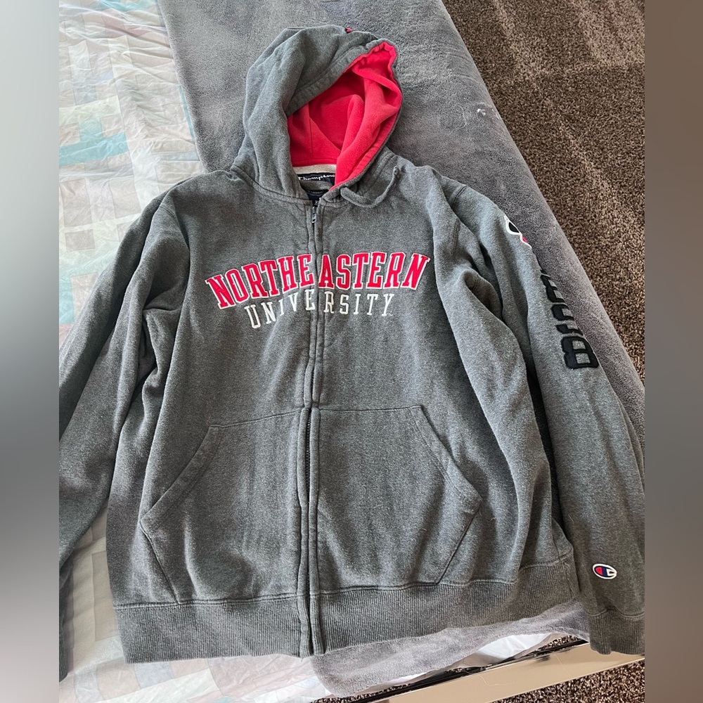 Vintage Champion Northeastern University Zip Up Hoodie with pockets size XL